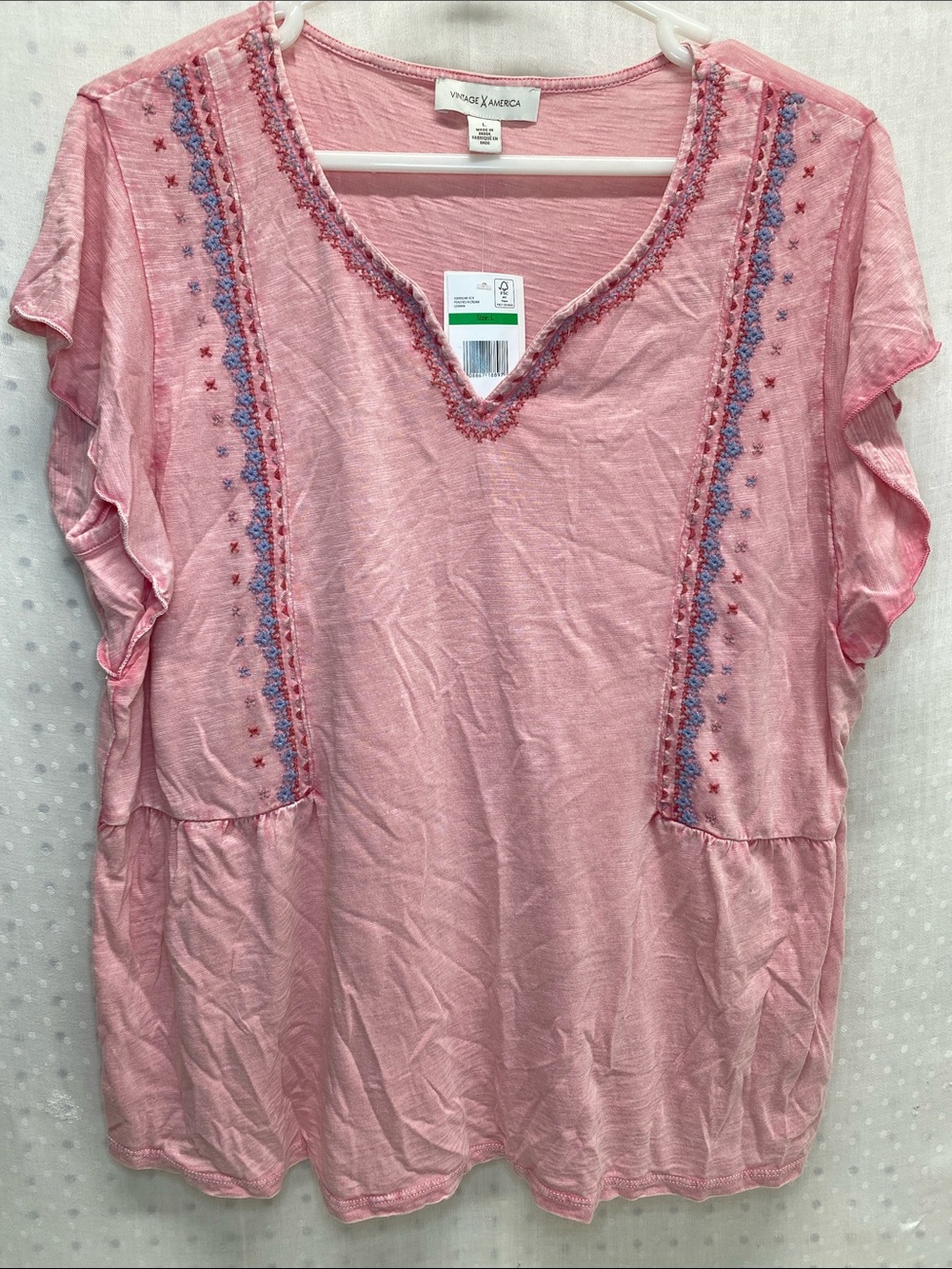 Vintage America Pink Embroidered “Gemma” Top NWT Soft Boho
